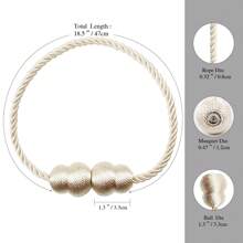 Magnetic Curtain Tiebacks 2 Packs Rope Decorative Curtain Tie Backs Elegant Curtain Holders For Drapes Outdoor Window Treatment Holdbacks - 2pcs - View 9