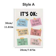 1 张帆布海报，积极肯定墙壁艺术印刷品没关系，除非你停止尝试，否则你只会失败，适用于教室游戏室家庭学校装饰，现代艺术家居装饰 - 彩色 - 查看 18