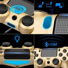 Wireless Controller Compatible with PS4,with Dual Vibration Game Joystick Remote - Dorado - Ver 5