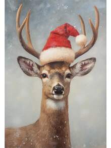 1 szt. Vintage Christmas Santa Portret Choinka Jeleń Zima Bałwan Sztuka Plakaty Płótno Malowanie Wydruki Ścienne Zdjęcia Wystrój Domu Bez Ramki, Dekoracje Świąteczne, Prezent Świąteczny