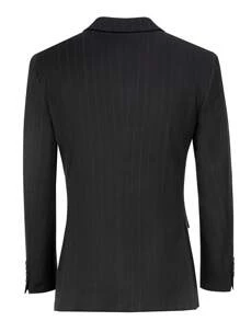 Furuyal Men's Suits Striped 3 Pieces Suit Set For Men Elegant Solid Casual Fashion Double Breasted Slim Fit Prom Blazer Vest Pants Set Business Party Wedding Holiday Black Size XS-3XL