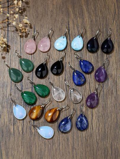 1pair/ Natural Stone Personalized Water Drop Can Swing Cute Earrings Neutral Party Holiday Jewelry Gift