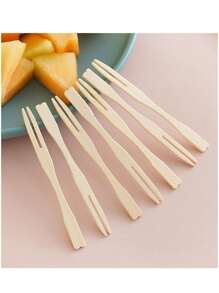 1 包多用途一次性水果叉，竹签，用于水果、蛋糕和甜点，适合家庭和户外使用 - 原木色 - 查看 4