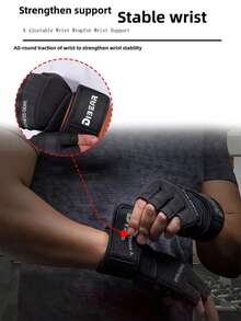 Fitness Weightlifting Gloves Breathable Workout Half Finger Gloves Anti-Slip Dumbbell Gloves Lengthen Wristband Wrist Support - A - View 6