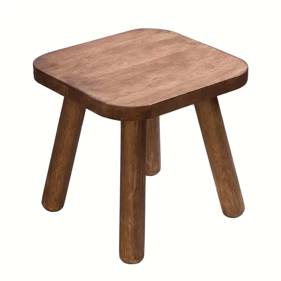 VingeGa 1pc Wooden Medieval Plant Stand, Shoe Bench, Step Stool, 9.41 Inch (24cm) High Planter Table, For Indoor Plants, Modern Accent Table, Flower Pot Riser, Small Round Side/End Table