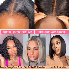Wear And Go Glueless Bob Wig Straight Bob Wigs Human Hair Pre Plucked Pre Cut For Women 13x4 HD Glueless Straight Bob Wigs Human Hair Short Straight Bob Wig - Natural Black - View 5