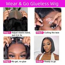Wear And Go Glueless Bob Wig Straight Bob Wigs Human Hair Pre Plucked Pre Cut For Women 13x4 HD Glueless Straight Bob Wigs Human Hair Short Straight Bob Wig - Natural Black - View 6