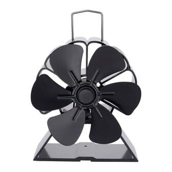 1 st. 6-pagina's mini-open haardventilator (trapeziumvormige basis) 15 * 10,8 * 5,26 cm, Europese stijl ijzeren open haardaccessoires, geen extra stroom nodig, thermisch aangedreven om de warmteafvoer van de open haard te versnellen en de kamer snel te verwarmen, geschikt voor binnen- en buitengebruik