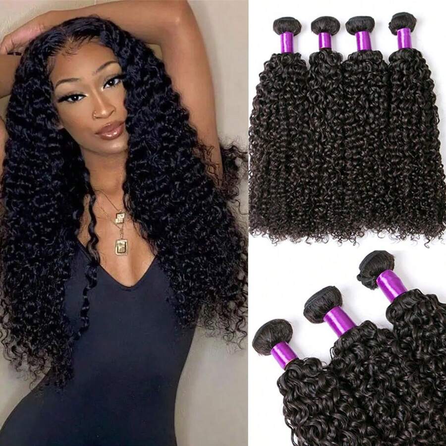 BINF Brazilian Kinky Curly Bundles Human Hair Weaving 8-28 30Inch 100% Natural Remy Human Hair 1Piece Bundle Curly Human Hair Extensions Wholesale - Natural Black - 查看 1
