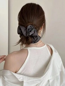 1pc/3pcs Elegant Satin Large Scrunchies With Ruffle Trim, Soft & Stretchy Hair Ties For Bun, Ponytail, Everyday Usescrunchy Hair Ties, Casual