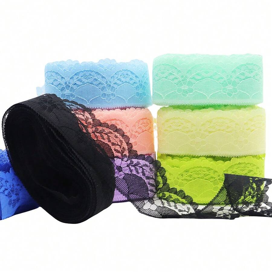 10M/Roll 4cm/1.57inch Colored Lace Trim Ribbon Fabric Handmade DIY Embroidery Sewing Clothing Valentine's Day Gift Packaging Party Home Christmas Decoration