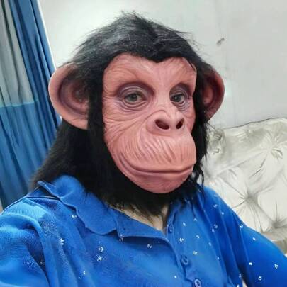 橡胶黑发猴脸乳胶猿猴面具大猩猩面具搞笑动物全脸头饰万圣节角色扮演道具、圣诞节