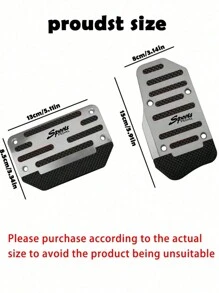 2pcs Universal Automatic Transmission Silver Brake & Accelerator Pedal For Cars