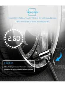 CARSUN 22加仑轮胎充气泵，便携式车载空气压缩机：12V 120W，点烟器供电，带数字压力表，迷你快速充气，自动停止，LED灯，胎压监测，多功能车载气泵，适用于大多数车辆轮胎，旅行必备。电动气泵，轮胎充气泵，汽车电子产品 - 黃色 - 查看 7