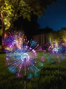 1 件装太阳能花园烟花灯户外防水 60/90/120/180 LED 烟花太阳能灯适用于室外露台后院庭院小路走道装饰（彩色）