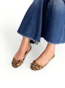 Women Leopard Print Bow Knot Flats Slip On Ballet Flats Round Toe Foldable Comfortable Soft Lightweight Travel Vacation Dress Flats Shoes - 豹 - 查看 2