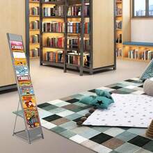 ZhdnBhnos LINSIE 10 Tiers Portable Magazine Rack Book Brochure Display Stand Holder, Catalog Literature Rack Comic Book Storage Organizer Rack For Trade Show Exhibitions Office Retail Stores And Offices The Best Gift/Present For Family&Friends Happy Christmas - Grey - View 9