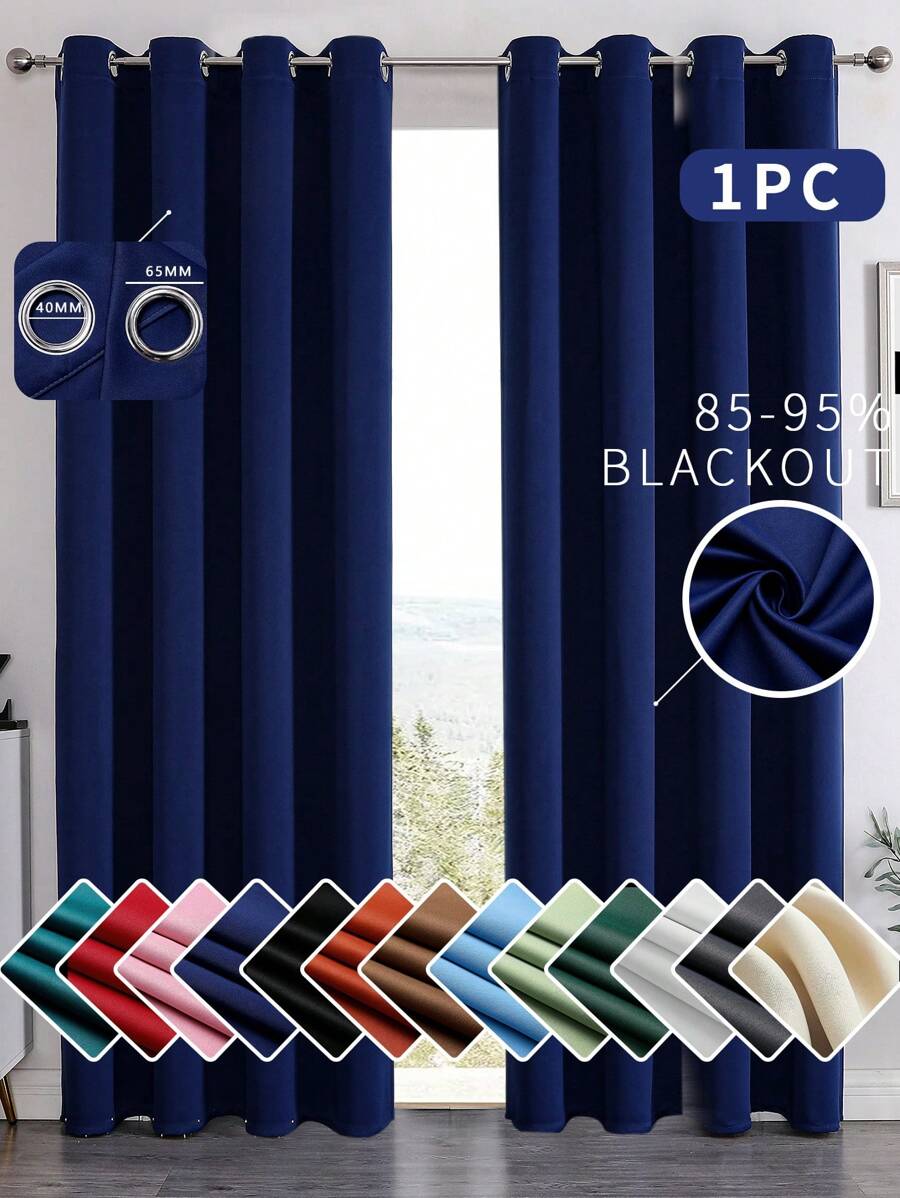 1pc Navy Blue Blackout Curtain Panel, Suitable For Light Blocking Curtains, Holiday Decor, Noise Reduction, Heat Insulation, Darkening Room, Multi-Purpose Curtain For Living Room - navy blue - View 1