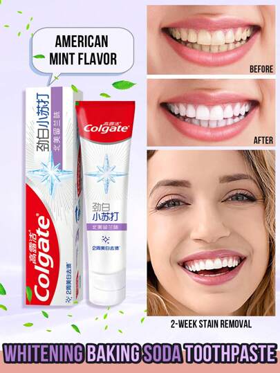 colgate Whitening Baking Soda Toothpaste North American Mint Flavor, Whitening, Gentle And Non-Abrasive, Rich Foam, Breath-Freshening, High Purity (120g/4.23 Oz )