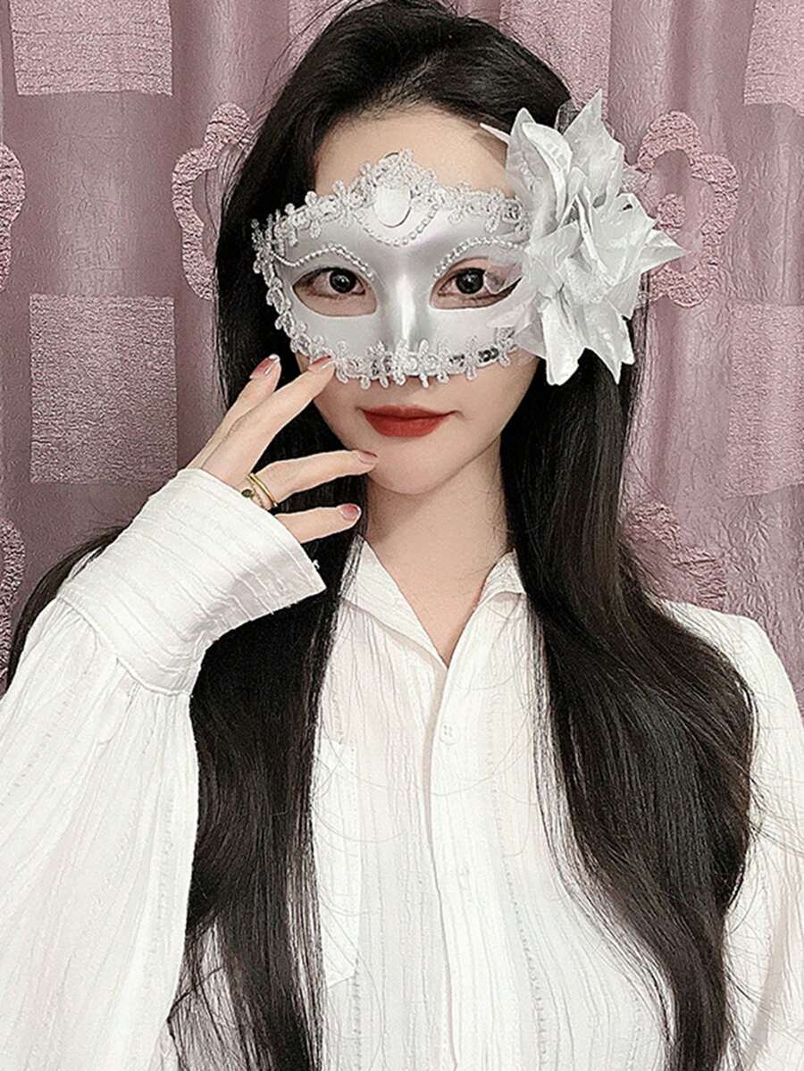 1pc Halloween Party Adults Retro Luminous Half Face Mask Costume Prop