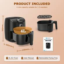 1pc 1500W 4L Air Fryer With Rapid Air Circulation, 30-Minute Timer, Knob Control, Adjustable Temperature, For Daily Cooking, Aigostar - EU F Type Plug(220-240V) - View 6