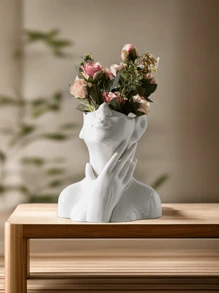 1入組樹脂人面形狀的花瓶，波西米亞極簡現代北歐風格花瓶，適用於家居客廳辦公室書架裝飾 - 白色 - 查看 5