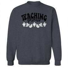 Nearly There Teaching Ghouls Fall Halloween Unisex Graphic Cotton Pullover Sweatshirt - 深灰色 - 查看 1