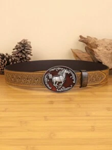 1pc Women's Casual Retro Floral Pattern Western Style Belt