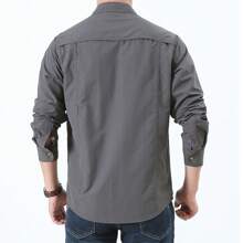 Camisa de manga larga transpirable de secado rápido para hombre Ropa de trabajo Camisa para exteriores - Gris - Ver 2