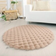 1pc Plush Soft Comfortable Circular Solid Color Rug, Cozy Fluffy Carpet Suitable For Bedroom, Living Room, Sofa, Vanity Area And More Gifts Birthday Graduation