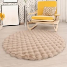 1pc Plush Soft Comfortable Circular Solid Color Rug, Cozy Fluffy Carpet Suitable For Bedroom, Living Room, Sofa, Vanity Area And More Gifts Birthday Graduation