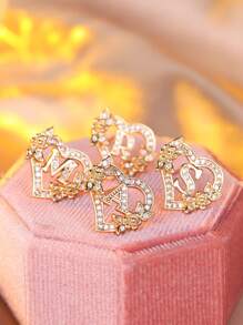 Tsnamer 1 对心形首字母耳钉，适合女孩女士，心形雕刻 26 个字母 A-Z 个性化名字花耳环，适合日常情人节母亲节珠宝生日礼物情人节、妈妈、母亲、母亲节、礼物 - 耳環 - 查看 6