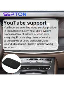 1 Pc SEPTON CarPlay Smart Ai Box Wireless CarPlay Android Auto Adapter Portable Wireless Android Auto TV Box For OEM Wired CarPlay Radio Wireless Carplay Adapter Support Mirror Link - Black - View 5