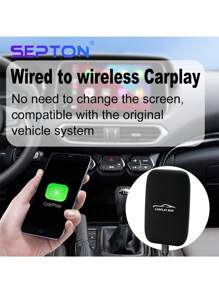 1 Pc SEPTON CarPlay Smart Ai Box Wireless CarPlay Android Auto Adapter Portable Wireless Android Auto TV Box For OEM Wired CarPlay Radio Wireless Carplay Adapter Support Mirror Link - Black - View 3