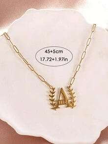 独特创意设计和和平橄榄枝首字母可定制英文名字项链，适合赠送朋友毕业周年礼物、情人节礼物、母亲节礼物，适合任何场合和季节 - 金黃色 - 查看 3