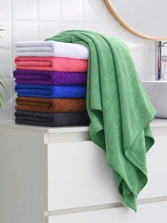 1pc Bath Towel In Multiple Colors, Minimalistic Solid Color, Made Of Polyester Fiber, 70*140cm Or Kitchen/Face/Hand Towel 34*75cm, Absorbent Quick-Dry Soft Fabric, Suitable For Bathroom, Hotel, Gym, Travel, Party, Holiday Gift, Beauty Salon, Beach, Unisex,School,Back To School,Travel,Travel Essentials,Home Essentials,Towel,Skin Care