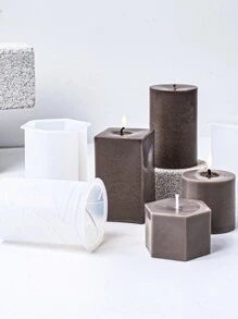 1个条纹圆柱立方体蜡烛硅胶模具，DIY石膏3D蜡烛浇铸模具，环氧树脂模具，家居装饰 - Cylinder - 查看 5