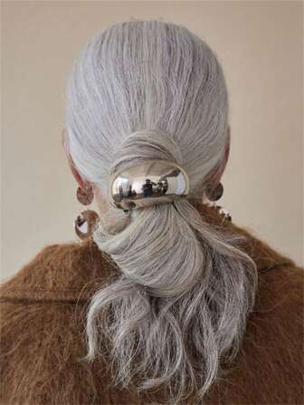 1 件女士优雅时尚金属几何发圈，女士奢华马尾辫夹，简约独特的发饰，半圆马尾辫发带，适合夏季海滩度假发带马尾辫固定器发圈发橡皮筋发圈发绳弹性发带，发球