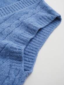 Plus Size Women V-Neck Ribbed Cable Knit Tank Sweater Vest, Fall/Winter - Blue - View 5