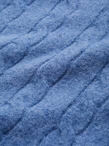 Plus Size Women V-Neck Ribbed Cable Knit Tank Sweater Vest, Fall/Winter - Blue - View 4