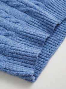 Plus Size Women V-Neck Ribbed Cable Knit Tank Sweater Vest, Fall/Winter - Blue - View 6