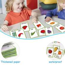 Tarjetas cognitivas para vocabulario en inglés en educación infantil temprana para bebés y niños pequeños, tarjetas flash de palabras de uso frecuente para suministros de kindergarten y juegos de homeschool para niños de preescolar, tarjetas de vocabulario de aprendizaje interesante y cognitivo para formas geométricas, animales, frutas, colores, tiempo, verduras, alimentos y bebidas, y partes del Body, regale a los niños un regalo de aprendizaje interesante, útiles escolares, regalos de Halloween y Navidad para estudiantes, escuela y niños - Multicolor - Ver 3