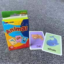Tarjetas cognitivas para vocabulario en inglés en educación infantil temprana para bebés y niños pequeños, tarjetas flash de palabras de uso frecuente para suministros de kindergarten y juegos de homeschool para niños de preescolar, tarjetas de vocabulario de aprendizaje interesante y cognitivo para formas geométricas, animales, frutas, colores, tiempo, verduras, alimentos y bebidas, y partes del Body, regale a los niños un regalo de aprendizaje interesante, útiles escolares, regalos de Halloween y Navidad para estudiantes, escuela y niños - Multicolor - Ver 7