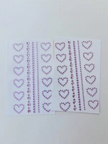 Trang trí mắt đá quý tự làm hình trái tim màu hồng, miếng dán đá giả kim cương cho đám cưới, tiệc tùng, hòa nhạc, lễ hội âm nhạc, phong cách Y2K, phụ kiện vẽ nghệ thuật trên cơ thể - Màu tím - Xem 3