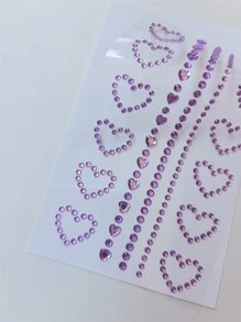 Trang trí mắt đá quý tự làm hình trái tim màu hồng, miếng dán đá giả kim cương cho đám cưới, tiệc tùng, hòa nhạc, lễ hội âm nhạc, phong cách Y2K, phụ kiện vẽ nghệ thuật trên cơ thể - Màu tím - Xem 6