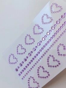 Trang trí mắt đá quý tự làm hình trái tim màu hồng, miếng dán đá giả kim cương cho đám cưới, tiệc tùng, hòa nhạc, lễ hội âm nhạc, phong cách Y2K, phụ kiện vẽ nghệ thuật trên cơ thể - Màu tím - Xem 5