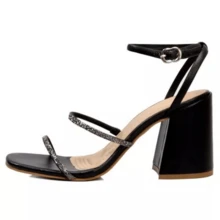 Women's Sandals, Thick Heel, Medium, Comfortable, Strappy, Casual - màu đen - Xem 3