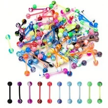 1PC Heart Tongue Barbell Ring Simple Piercing Body Jewelry 14g - Silver - View 10