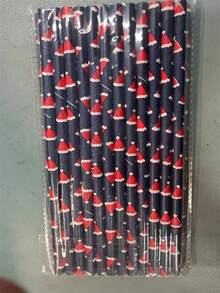 100 支节日主题红色和绿色纸吸管 - 一次性 7.75 英寸（19.7 厘米）圣诞礼物 - 100支裝 - 查看 12