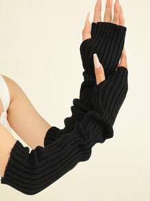 1 件多色针织保暖露指手套，厚实保暖，适合秋冬季 - 彩色 - 查看 4